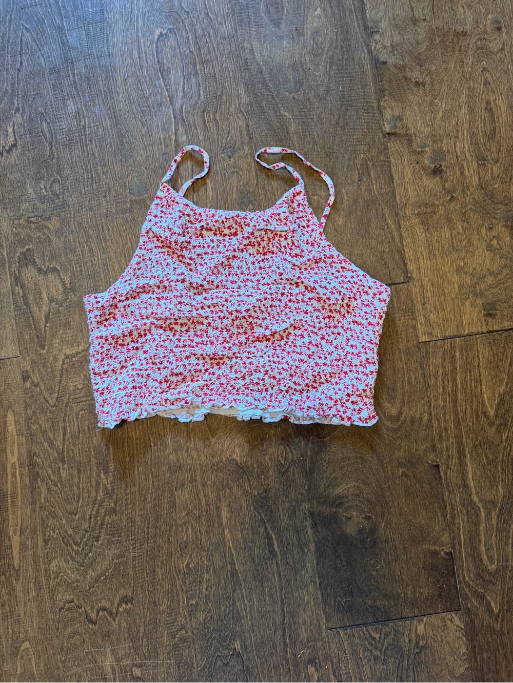 Floral Print Red Crop Cami Top